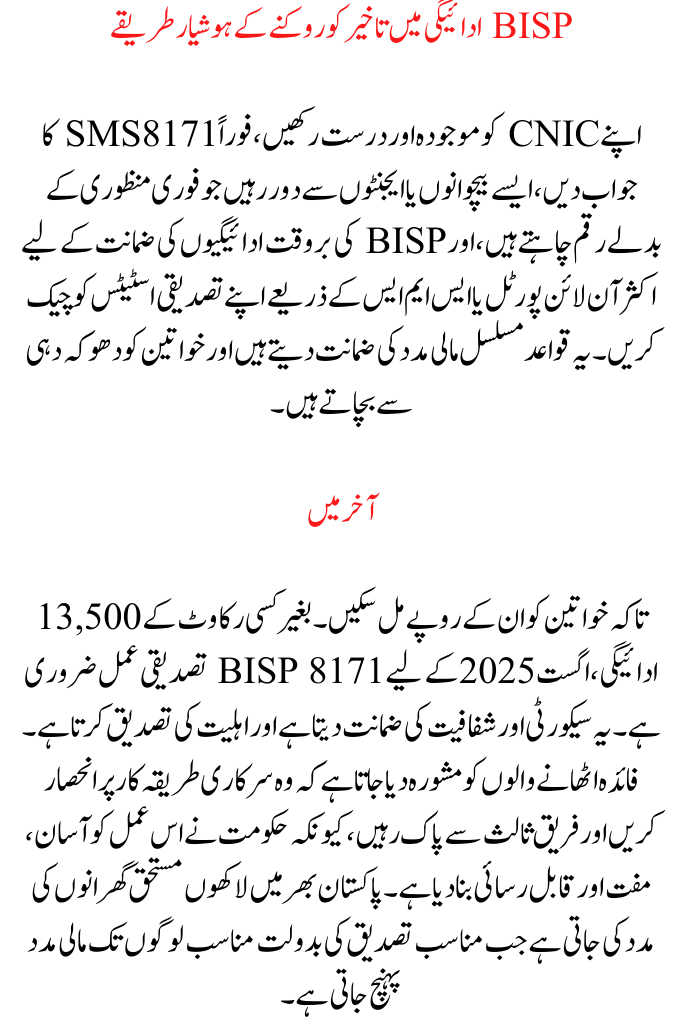 BISP 8171 Verification Process August 2025