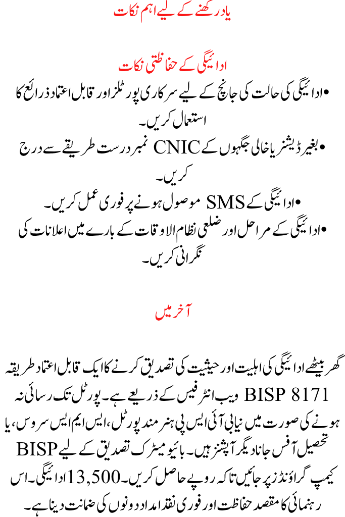 8171 Verify Eligibility & Complete Payment Method using the BISP 8171 Web Portal